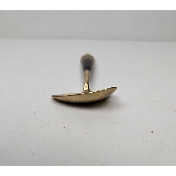 Vintage Condiment Sugar Spoon Buddha Bronze Brass Rosewood Siam Thailand 5.5” - Picture 6 of 7